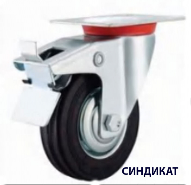 Z01-01B-125-314B Колесо промышленное поворотное с тормозом 125 мм